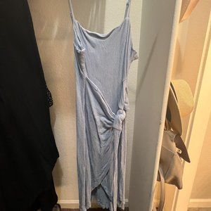 Lulus Medium Stay Sunny Light Blue Faux Wrap Midi Dress - Only worn once!
